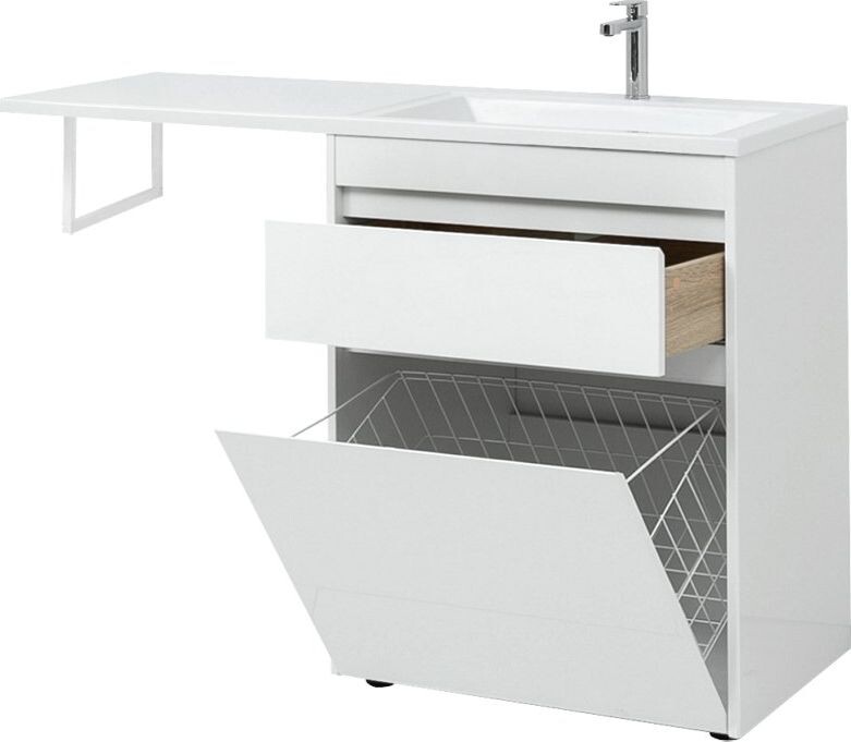 Тумба с раковиной Aquanet Токио 130 R белый (напольная, 1 ящик)