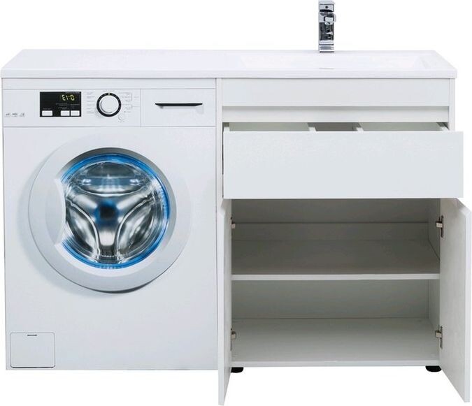 Тумба с раковиной Aquanet Токио 130 R белый (напольная, 1 ящик, 2 дверцы)