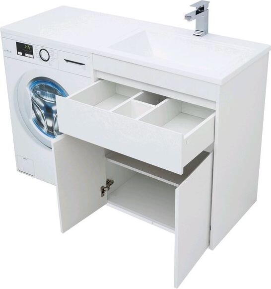 Тумба с раковиной Aquanet Токио 130 R белый (напольная, 1 ящик, 2 дверцы)