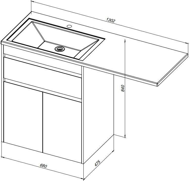 Тумба с раковиной Aquanet Токио 130 R белый (напольная, 1 ящик, 2 дверцы)
