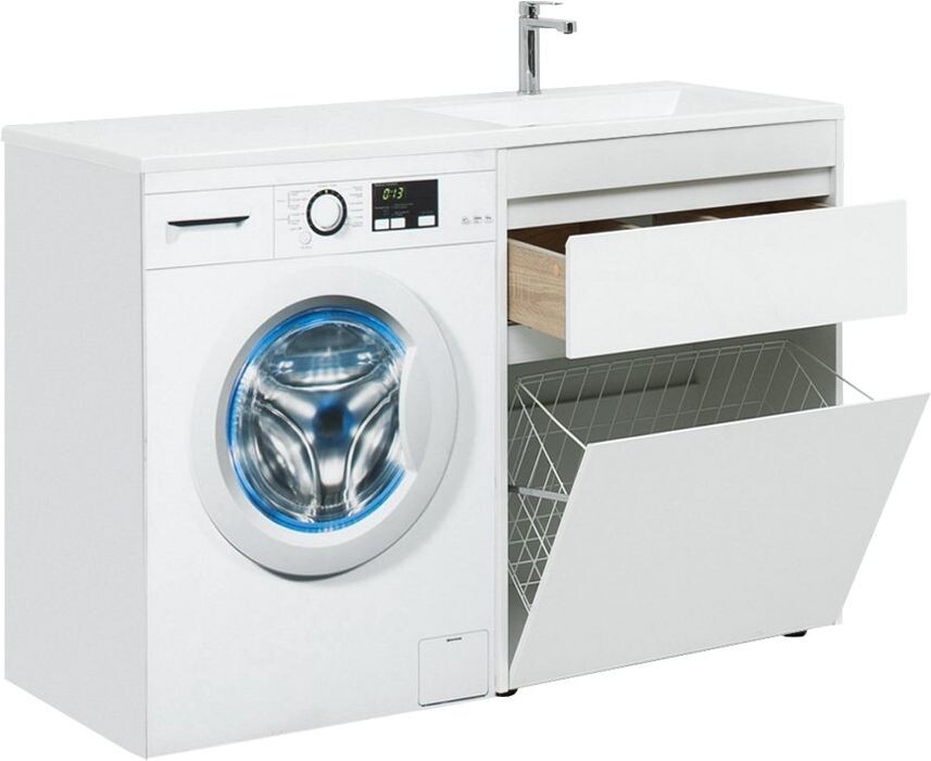 Тумба с раковиной Aquanet Токио 130 R белый (напольная, 1 ящик)