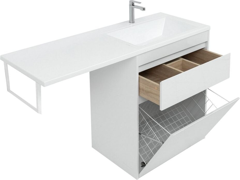 Тумба с раковиной Aquanet Токио 130 R белый (напольная, 1 ящик)