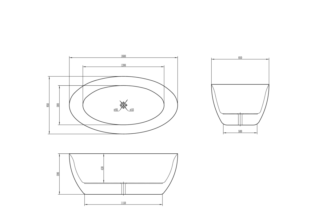 Акриловая ванна Vincea VBT-101 160x85