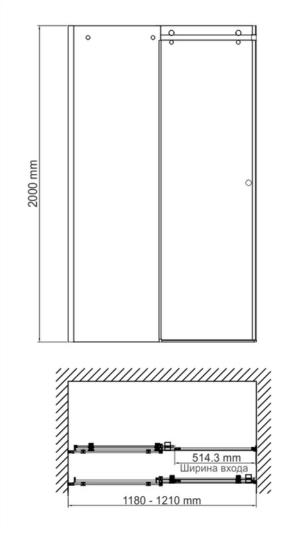 Душевая дверь WasserKRAFT Vils 56R05 120x200