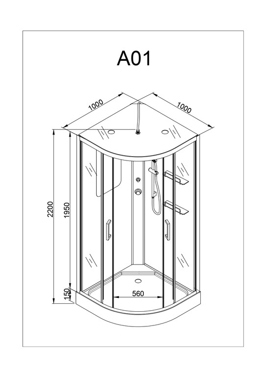 Душевая кабина AvaCan A01 GM 100x100