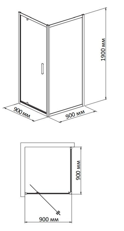 Душевое ограждение BandHours Frenk/Side-Glass 99 90x90