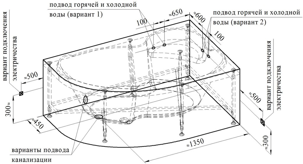 Акриловая ванна Radomir Ирма 169x110 L