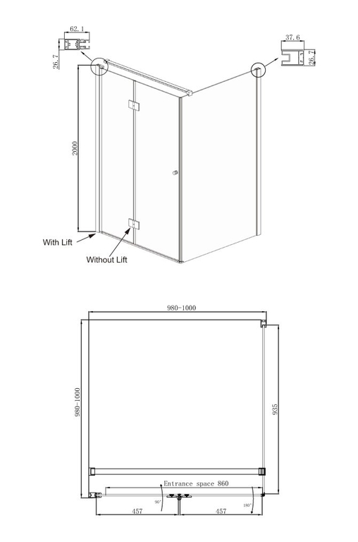 Душевое ограждение Ambassador Diamond 12011106L 100x100