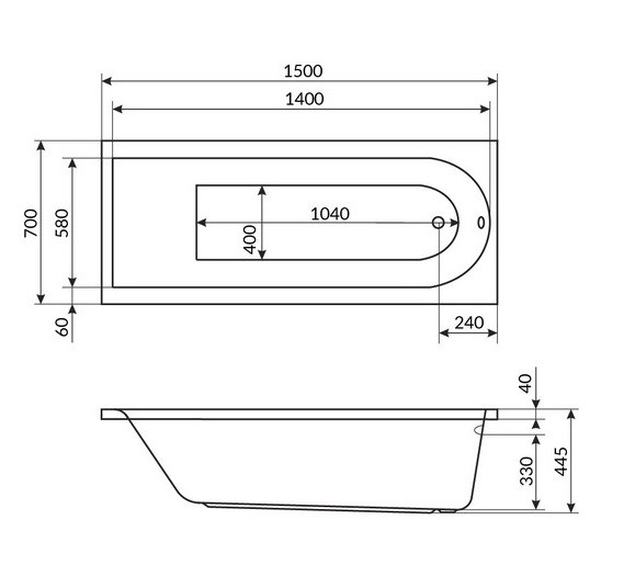 Акриловая ванна Actima Aurum 150x70