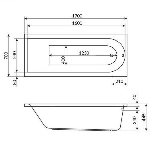 Акриловая ванна Actima Aurum 170x70