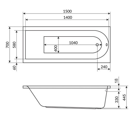 Акриловая ванна Actima Aurum Slim 150x70