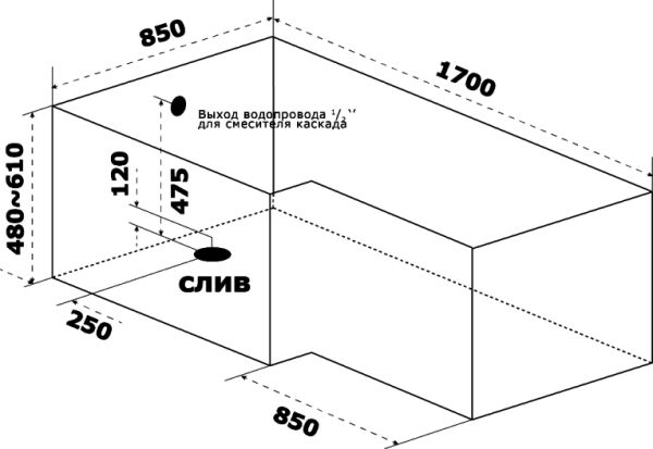 Акриловая ванна Bas Эсте 170x85 R