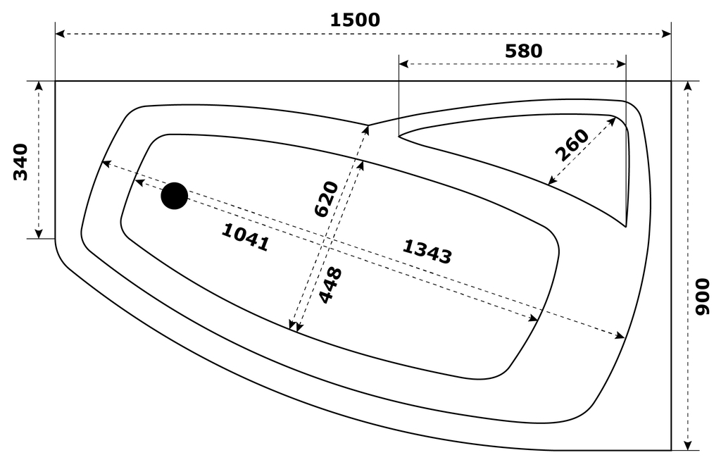 Акриловая ванна Bas Камея 150x90 R