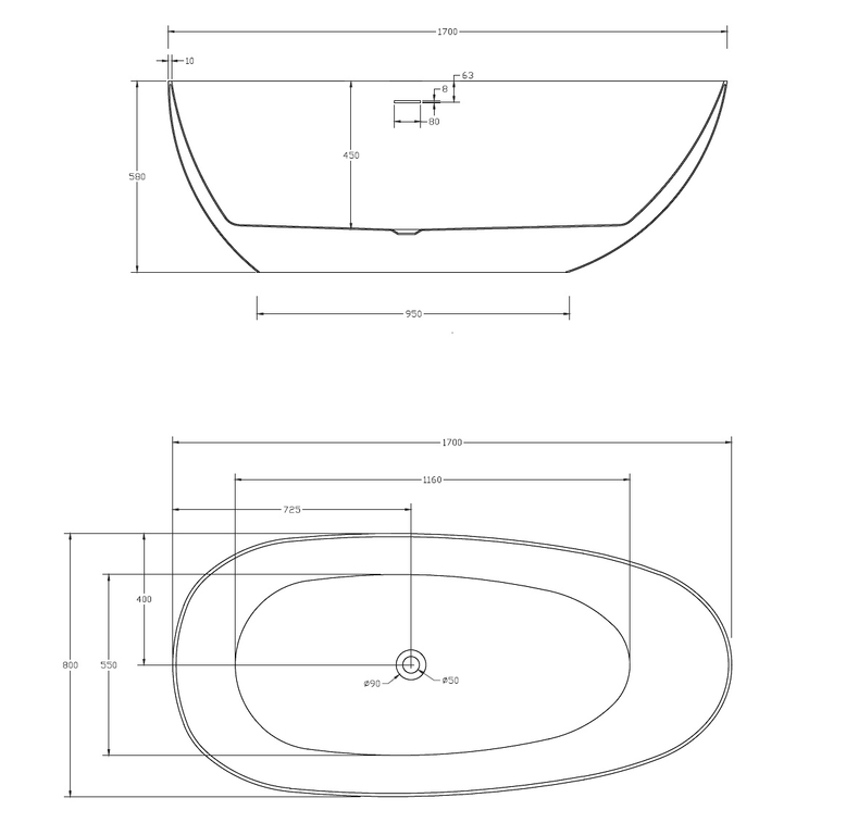 Акриловая ванна Abber AB9211MB 170x80