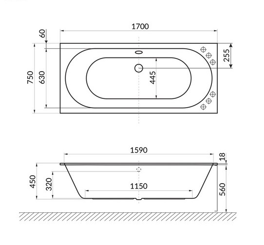 Акриловая ванна Excellent Oceana Slim 170x75