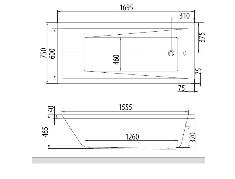 Акриловая ванна Excellent Wave 170x75