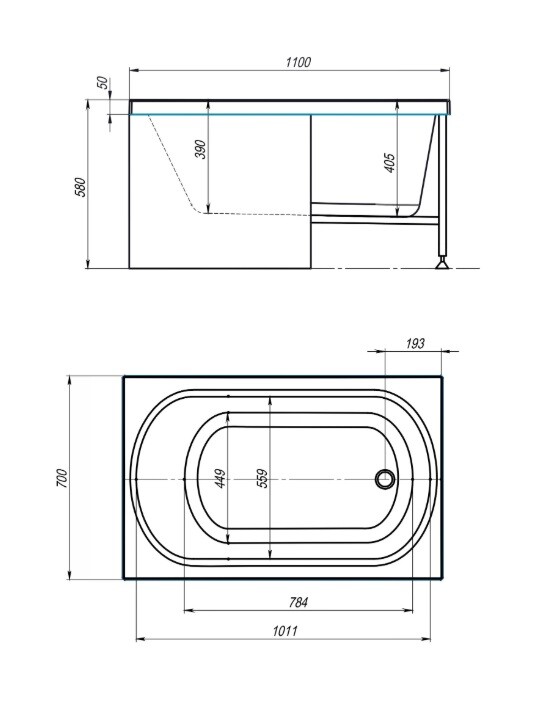 Акриловая ванна Alex Baitler Baikal 110x70