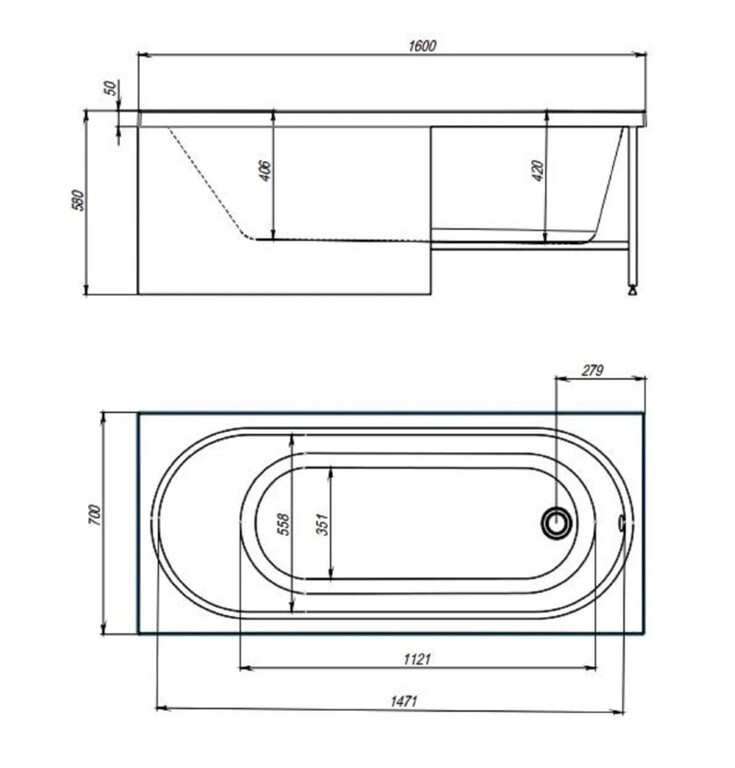 Акриловая ванна Alex Baitler Baikal 160x70
