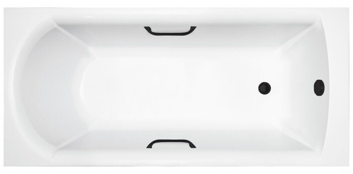 Ванна из искусственного камня Delice Astra 160x70 глянцевая с черными ручками DLR330054RB-G