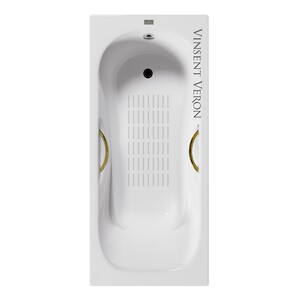 Чугунная ванна Vinsent Veron Aura 150x75x42 с золотыми ручками и а/п
