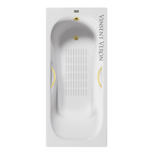 Чугунная ванна Vinsent Veron Aura 170x70x42 с ручками матовое золото и а/п