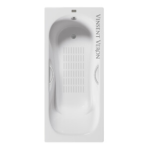 Чугунная ванна Vinsent Veron Aura 180x80x45 с ручками цвет никель и а/п
