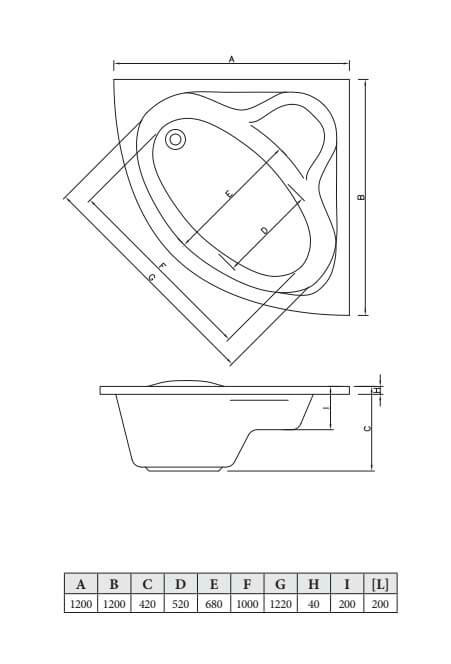 Акриловая ванна C-Bath Aurora 120x120