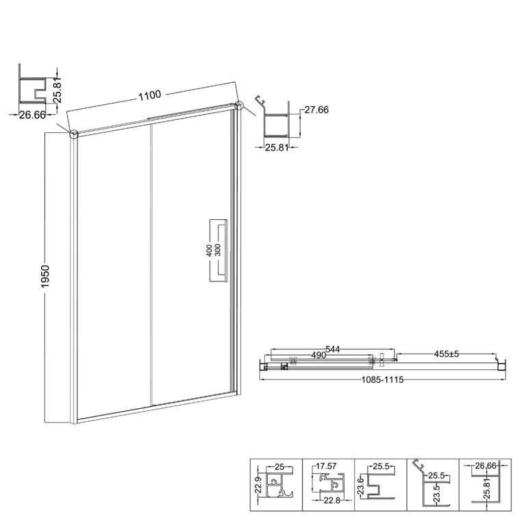 Душевая дверь Niagara NG-85-11TB 110x195