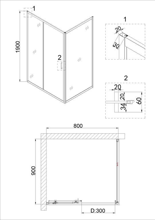 Душевое ограждение Niagara NG-82-8AB-A90B 80x90