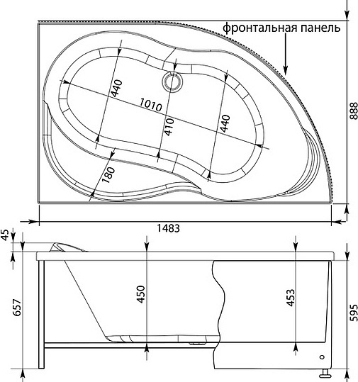 Акриловая ванна Aquanet Graciosa 150x90 R