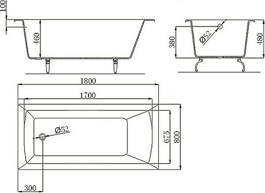 Чугунная ванна Castalia Prime S2021 180x80x48