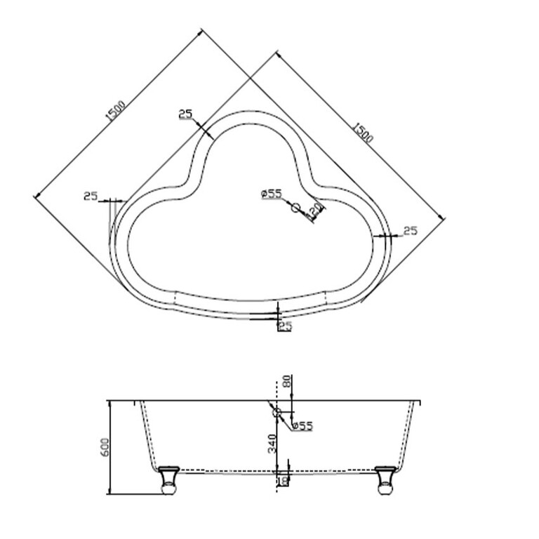 Акриловая ванна BelBagno BB07 150x150