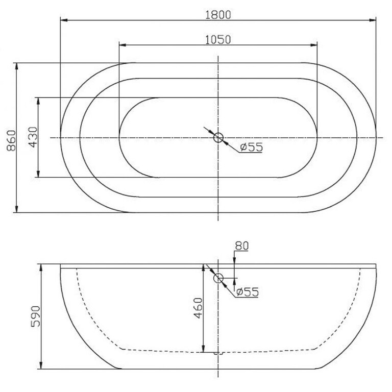 Акриловая ванна BelBagno BB13-1800 180x86