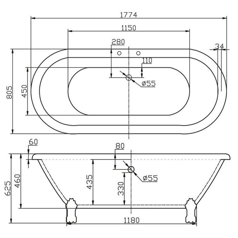 Акриловая ванна BelBagno BB21 177x80
