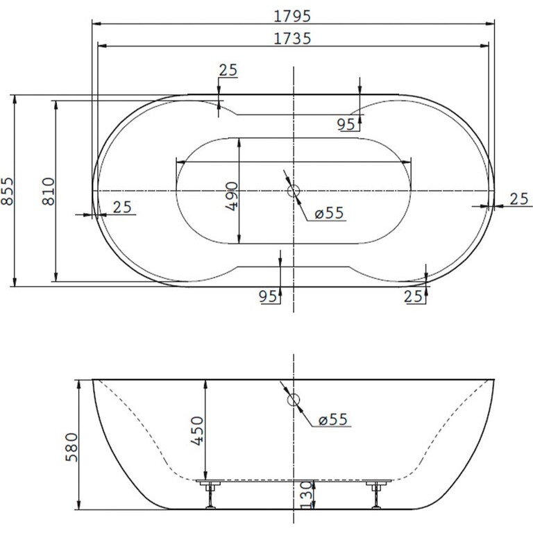 Акриловая ванна BelBagno BB28 179x85