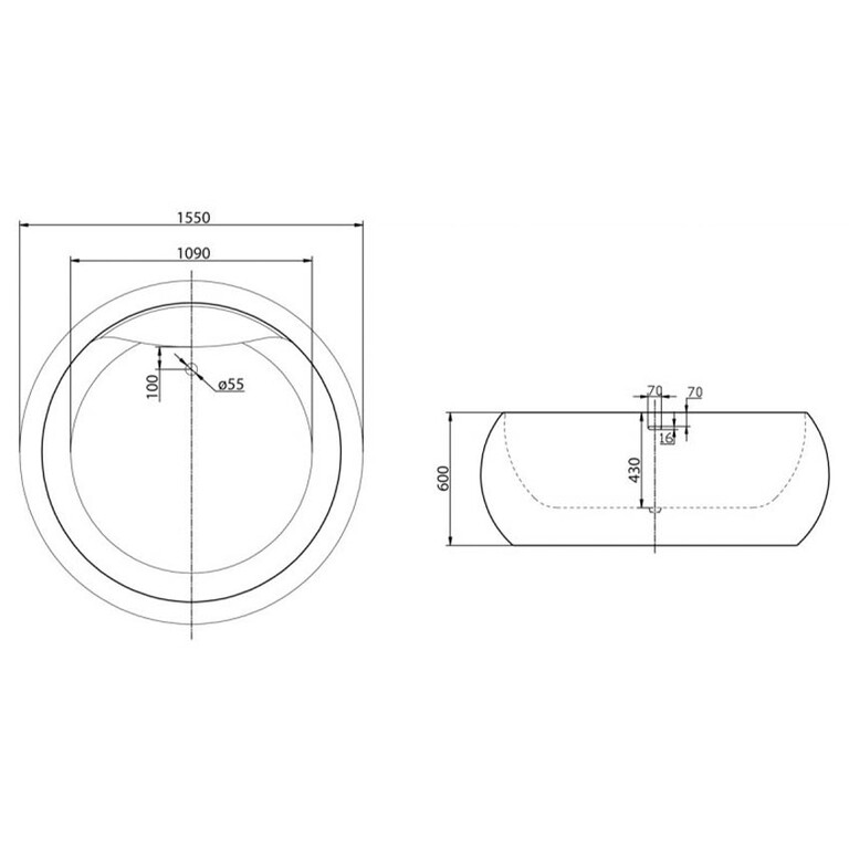Акриловая ванна BelBagno BB30-1550 155x155