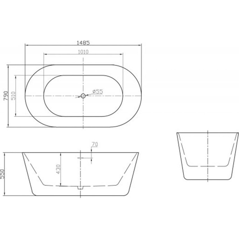 Акриловая ванна BelBagno BB306-1485 148x78