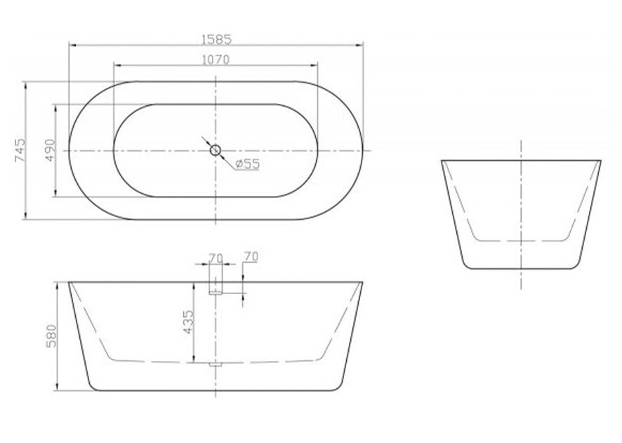 Акриловая ванна BelBagno BB306-1585 158x75