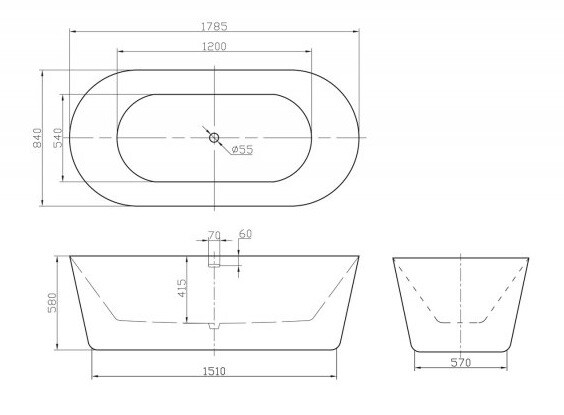 Акриловая ванна BelBagno BB306-1785 179x85