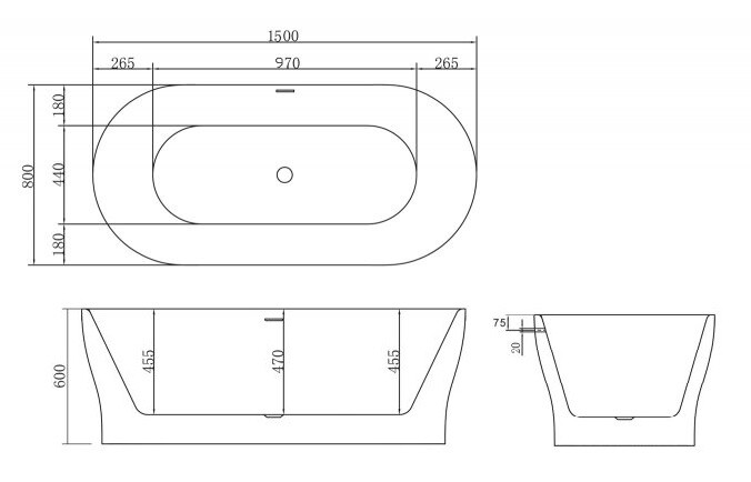 Акриловая ванна BelBagno BB405-1500-800 150x80