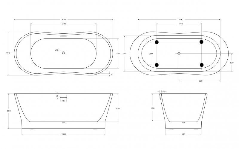 Акриловая ванна BelBagno BB406-1650-730 165x72