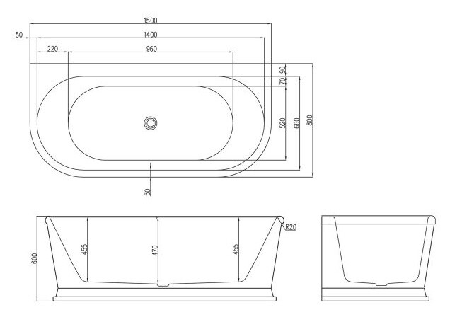 Акриловая ванна BelBagno BB408-1500-800 150x80