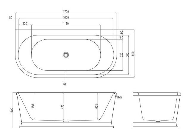 Акриловая ванна BelBagno BB408-1700-800 170x80