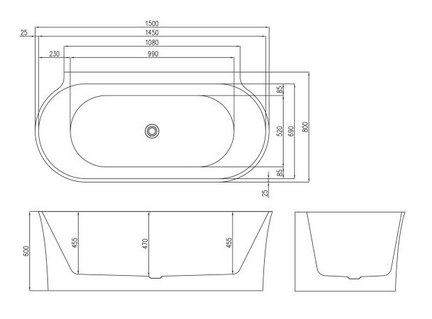 Акриловая ванна BelBagno BB409-1500-800 150x80