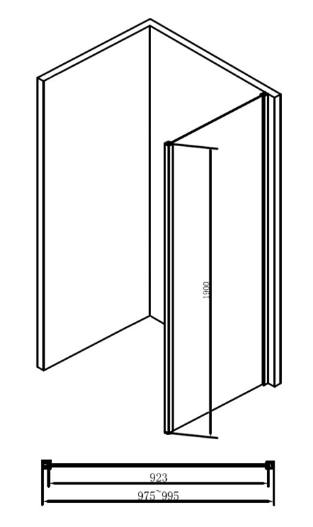 Душевая перегородка Abber Schwarzer Diamant AG100BS 100x190