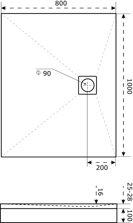 Душевой поддон Good Door Essentia 2 100x80 черный ЛП00222
