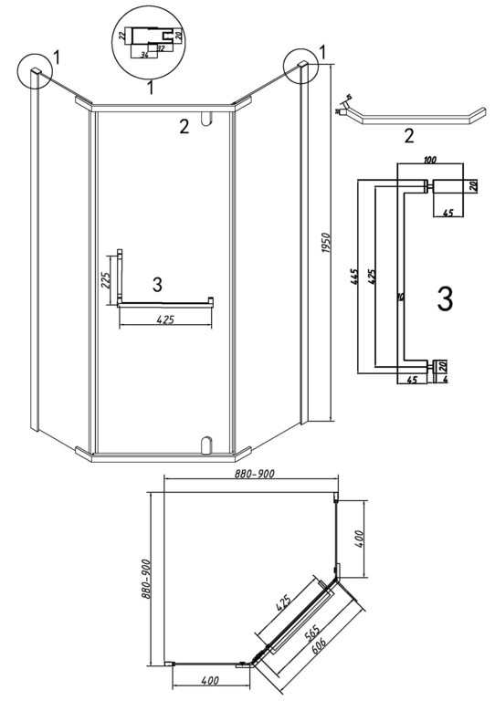 Душевое ограждение Grossman Pragma 302.K33.03.9090.10.02 90x90