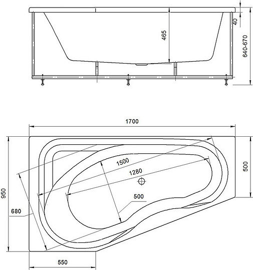 Акриловая ванна Акватек Медея MED180-0000037 170x95 L