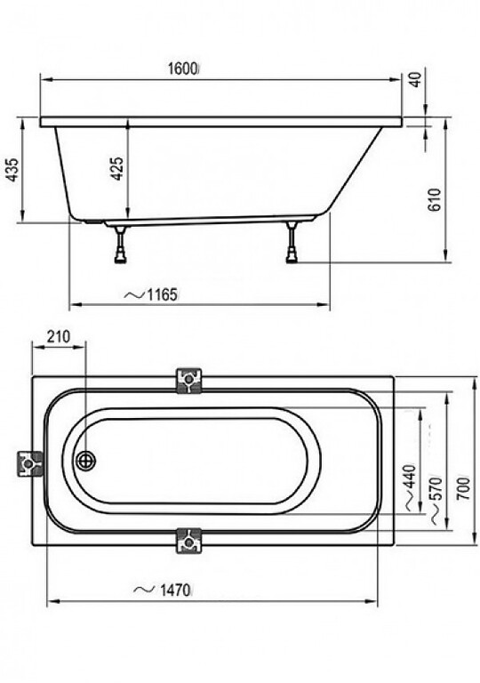 Акриловая ванна Ravak Domino Plus 160x70 C621R00000