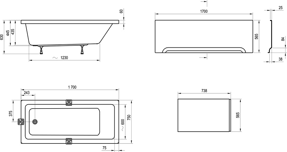 Акриловая ванна Ravak 10° 170x75 CA71000000